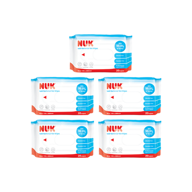 Nuk Anti-Bacterial Wet Wipes (20 Sheets x 5 Packs)