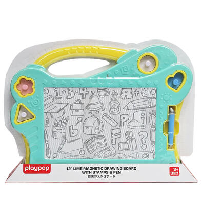 playpop 12 inches Lime Magnetic Drawing Board With Stamps & Pen