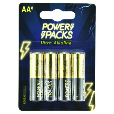 Power Packs Ultra Alkaline AA Battery 8 Pieces