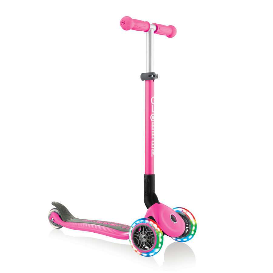 Globber Primo Foldable Lights Sky Neon Pink Scooter Babies